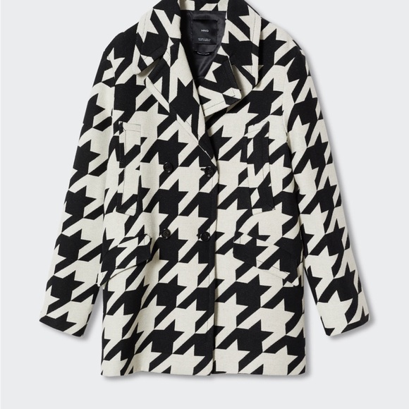 MANGO Houndstooth Buttoned cotton/wool coat - Picture 10 of 10